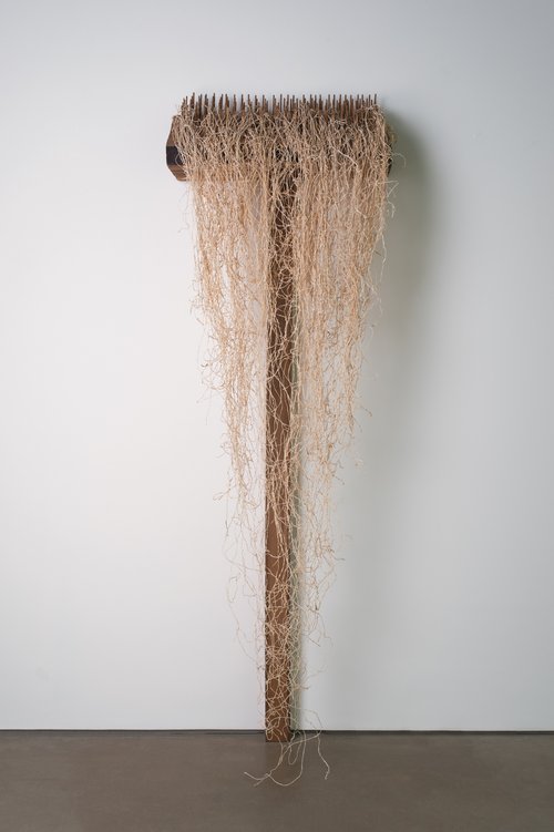 Ursula von Rydingsvard (American, b. Germany, 1942) Untitled Brush, 2000 Cedar and pig intestines, 116 x 39 x 11 in.