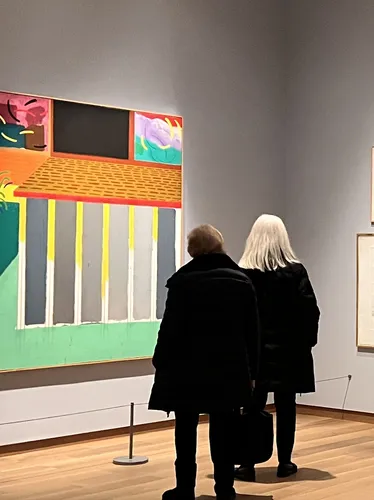 David Hockney, Japanese House and Tree, with visitors viewing