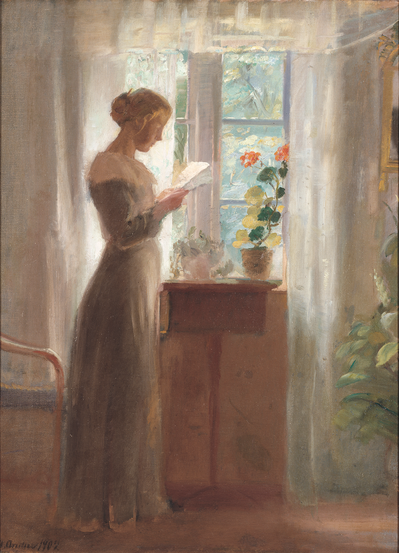 Anna Ancher (Danish, 1859–1935) Young Girl Reading a Letter, n.d.-png