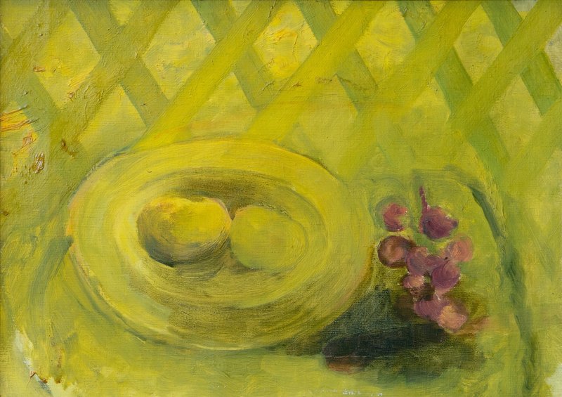 Georges Brauque, Assiette et grappe de raisin (Assiette jaune)