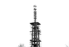 Deluca - Photo Tower #77 - 1967-12-18 Installation of Top Section by Helicopter IMAGE CREDIT Deluca Construction, Stamford, CT