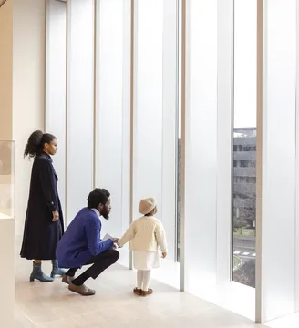 Family in sculpture gallery