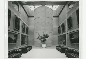 Library Court 2a_c.1977 IMAGE CREDIT Library Court with Cylindrical Stairwell, Yale Center for British Art, ca. 1977, photograph by Joseph Szaszfai