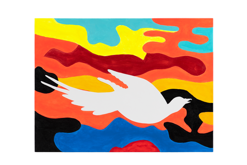 Silhouette of Bird on Colorful Background