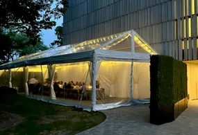 Rental on the cafe patio tent at night