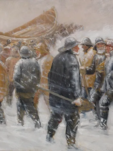 Michael Ancher (Danish, 1849–1927) Sketch for Taking the Lifeboat Through the Dunes