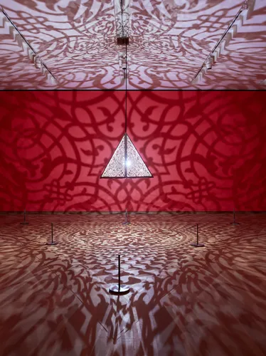 Anila Quayyum Agha, My Secret Garden, 2023 Laser-cut polished stainless steel